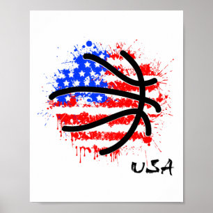 Patriotisk Basket 4:e Juli Män Usa Amerikansk Poster