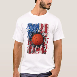Patriotisk Basket 4:e Juli T Shirt