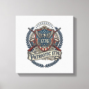 Patriotisk bataljsköld 1776 Militärt inspirerad sy Canvastryck