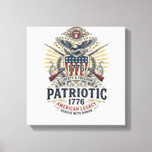 Patriotisk bataljsköld 1776 Militärt inspirerad sy Canvastryck
