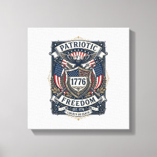 Patriotisk bataljsköld 1776 Militärt inspirerad sy Canvastryck