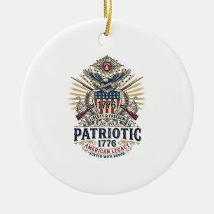 Patriotisk bataljsköld 1776 Militärt inspirerad sy Julgransprydnad Keramik