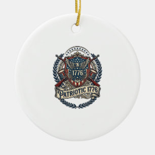 Patriotisk bataljsköld 1776 Militärt inspirerad sy Julgransprydnad Keramik