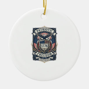 Patriotisk bataljsköld 1776 Militärt inspirerad sy Julgransprydnad Keramik