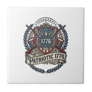 Patriotisk bataljsköld 1776 Militärt inspirerad sy Kakelplatta