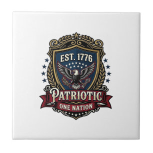 Patriotisk bataljsköld 1776 Militärt inspirerad sy Kakelplatta