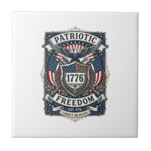 Patriotisk bataljsköld 1776 Militärt inspirerad sy Kakelplatta