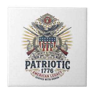 Patriotisk bataljsköld 1776 Militärt inspirerad sy Kakelplatta