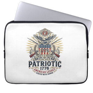 Patriotisk bataljsköld 1776 Militärt inspirerad sy Laptop Fodral