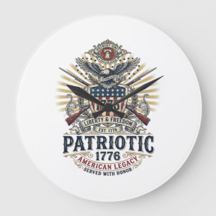 Patriotisk bataljsköld 1776 Militärt inspirerad sy Stor Klocka