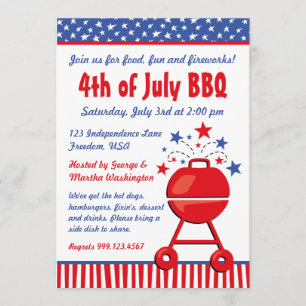 Patriotisk BBQ-Anpassningsbar Inbjudningar