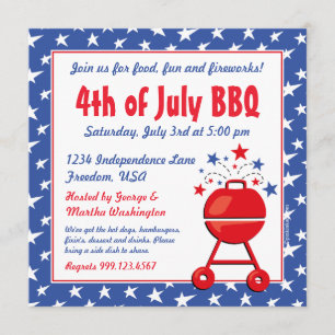 Patriotisk BBQ-anpassningsbar Inbjudningar