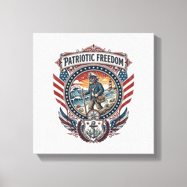 Patriotisk Beachcomber Vector Grafik T-shirt_1 Canvastryck (Framsida)