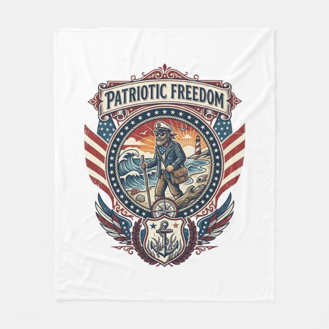 Patriotisk Beachcomber Vector Grafik T-shirt_1 Fleecefilt (Framsidan)