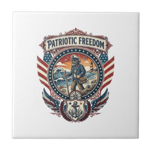 Patriotisk Beachcomber Vector Grafik T-shirt_1 Kakelplatta