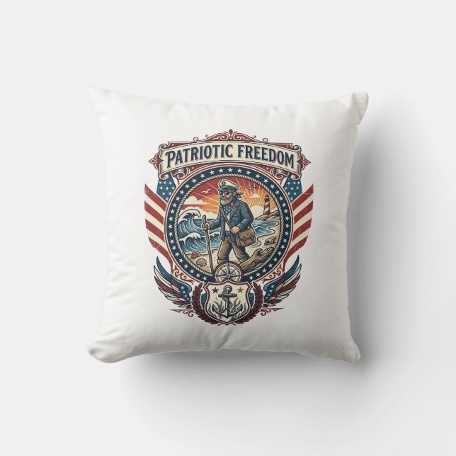 Patriotisk Beachcomber Vector Grafik T-shirt_1 Kudde (Framsida)