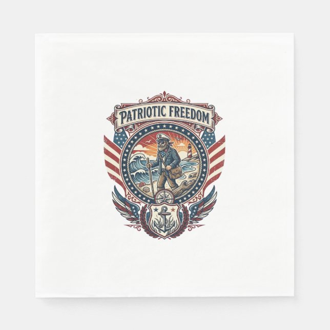 Patriotisk Beachcomber Vector Grafik T-shirt_1 Pappersservett (Framsidan)