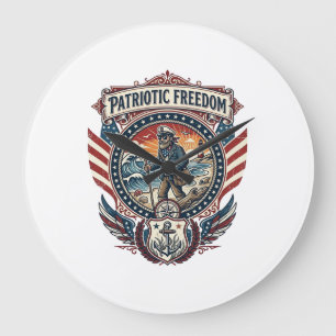 Patriotisk Beachcomber Vector Grafik T-shirt_1 Stor Klocka