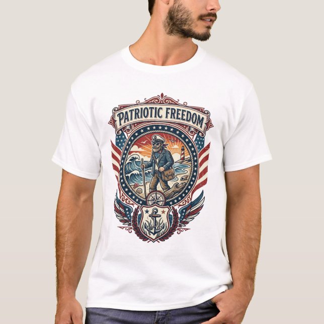 Patriotisk Beachcomber Vector Grafik T-shirt_1 T Shirt (Framsida)