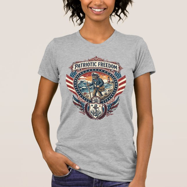 Patriotisk Beachcomber Vector Grafik T-shirt_1 T Shirt (Framsida)