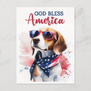 Patriotisk Beagle, Gud välsigne Amerika vykort
