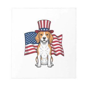 Patriotisk Beagle Hund Flagga Vintage Gravyr Desig Anteckningsblock