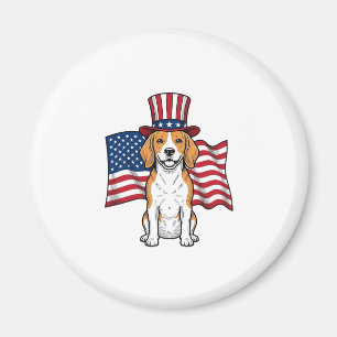 Patriotisk Beagle Hund Flagga Vintage Gravyr Desig Magnet