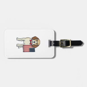 Patriotisk Beagle med Flagga Vintage Vektor Konst_ Bagagebricka