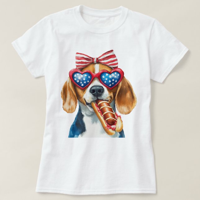 Patriotisk Beagle T Shirt (Design framsida)