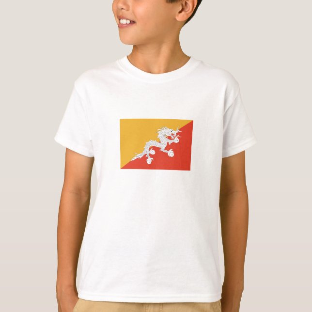 Patriotisk Bhutan flagga T Shirt (Framsida)