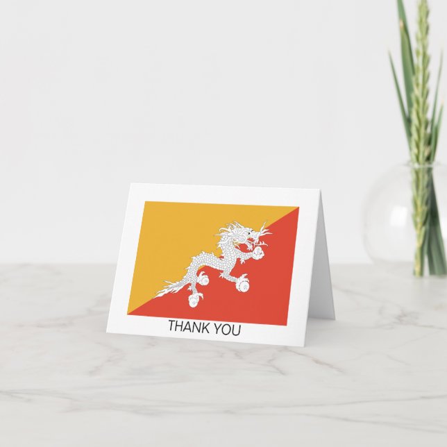 Patriotisk Bhutan flagga Tack Kort (Framsida)
