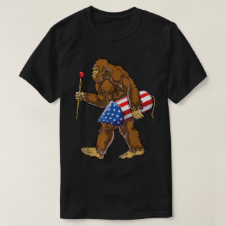 Patriotisk Bigfoot Fyrverkeridesign T Shirt