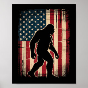 Patriotisk bigfoot sasquatch usa 4 juli poster