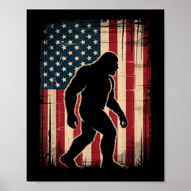 Patriotisk bigfoot sasquatch usa 4 juli poster (Framsidan)
