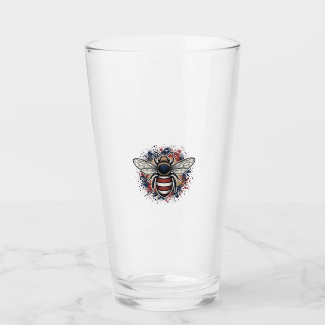 Patriotisk Bihandritad Graveringsvektordesign_1 Glaskopp (Framsida)