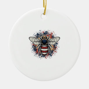 Patriotisk Bihandritad Graveringsvektordesign_1 Julgransprydnad Keramik