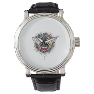 Patriotisk Bihandrits Gravyr Vektor Design_1 Armbandsur