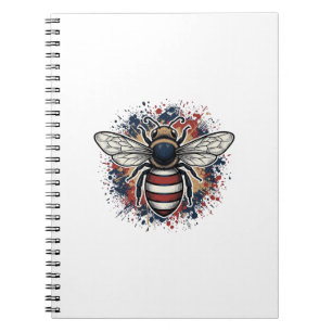 Patriotisk Bihistorisk Gravyr Vektor Design_1 Anteckningsbok