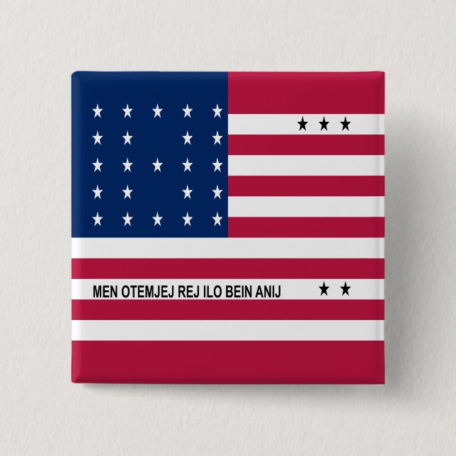 Patriotisk Bikiniatollen Flagga Knapp (Framsida)