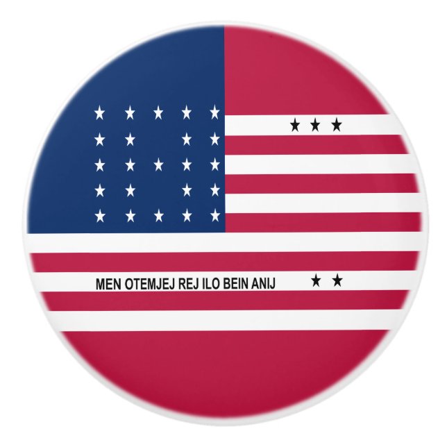 Patriotisk Bikiniatollen Flagga Knopp (Framsidan)