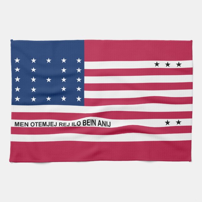 Patriotisk Bikiniatollen-flagga Kökshandduk (Horisontell)
