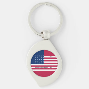 Patriotisk Bikiniatollen Flagga Swirl Silverfärgad Nyckelring