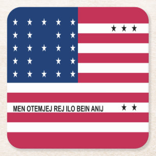 Patriotisk Bikiniatollen Flagga Underlägg Papper Kvadrat