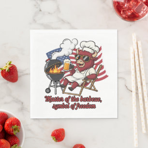 Patriotisk Bison BBQ-mästare USA-flagga Pappersservett