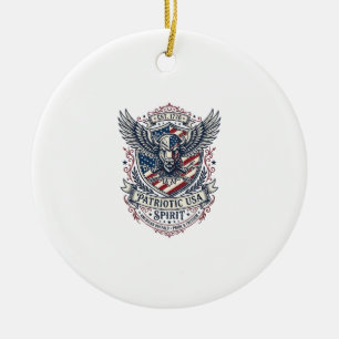 Patriotisk Bisonörn Vapen Djur Hybrid Patriotisk Julgransprydnad Keramik