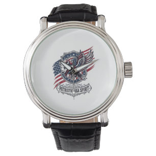 Patriotisk Bisonörn Vapen Djur Hybrid Patriotism Armbandsur