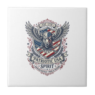 Patriotisk Bisonörn Vapen Djur Hybrid Patriotism Kakelplatta