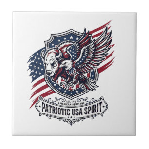 Patriotisk Bisonörn Vapen Djur Hybrid Patriotism Kakelplatta