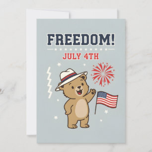Patriotisk björn frihet juli 4 USA oavhängighet Julkort