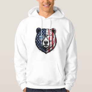 Patriotisk Björn Solglasögon Vintage Vector Tröja_ Hoodie